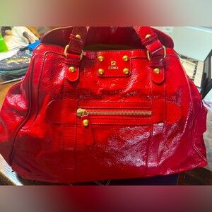 Fendi preloved red patent leather lg bag